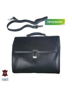Δερμάτινη τσάντα επαγγελματική 30x40x8εκ, μαύρη