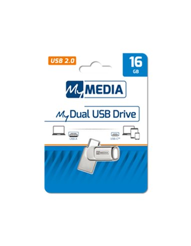 MyMedia My Dual USB Drive 16GB, USB 2.0   USB C (by Verbatim) - 69265