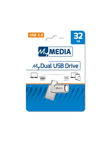 MyMedia My Dual USB Drive 32GB, USB 2.0   USB C (by Verbatim) - 69266