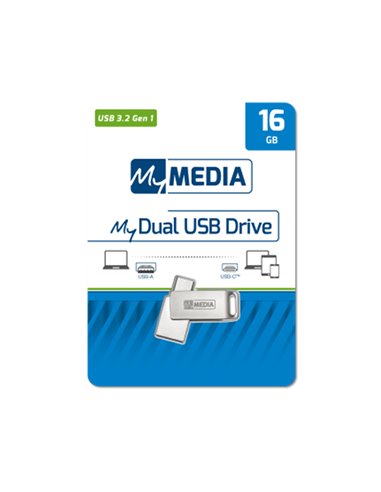MyMedia My Dual USB Drive 16GB USB 3.2 Gen 1   USB C (by Verbatim) - 69268