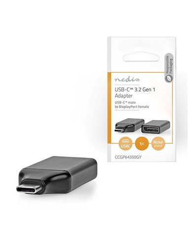 NEDIS CCGP64350GY USB Adapter USB 3.2 Gen 1 USB-C Male DisplayPort Female  Black