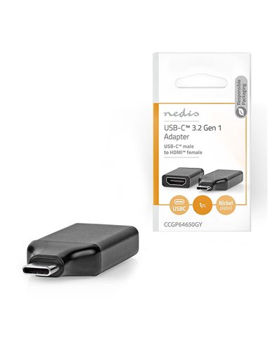 NEDIS CCGP64650GY USB Adapter USB 3.2 Gen 1 USB-C Male HDMI Female Black / Grey