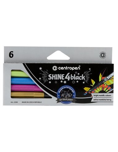 Centropen μαρκαδόροι "Shine 4black" 6 χρώματα