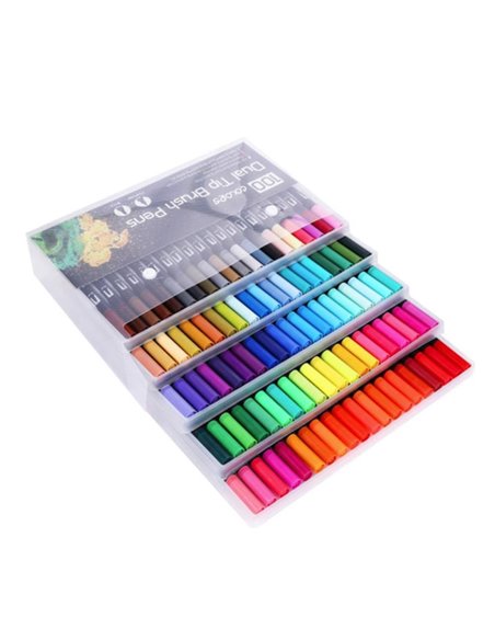 Μαρκαδόροι αλκοόλης διπλής μύτης σετ 100τμχ.