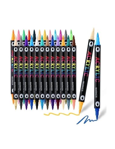 Μαρκαδόροι ακρυλικοί διπλής μύτης σετ 24τμχ.