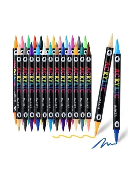 Μαρκαδόροι ακρυλικοί διπλής μύτης σετ 24τμχ.