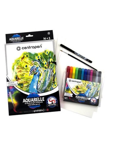 Centropen σετ ακουαρέλας με υφή πινέλου 12χρώμ.