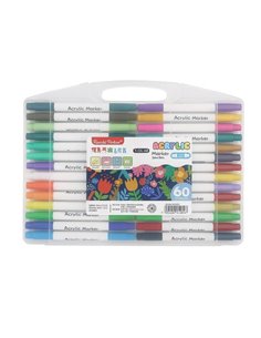 Μαρκαδόροι ακρυλικοί διπλής μύτης σετ 60τμχ.