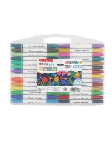 Μαρκαδόροι ακρυλικοί διπλής μύτης σετ 60τμχ.
