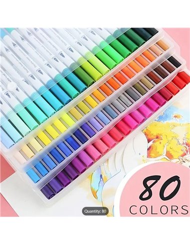 Μαρκαδόροι αλκοόλης διπλής μύτης σετ 80τμχ.