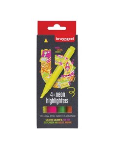 Μαρκαδόροι φωσφορούχοι Bruynzeel College neon σετ 4τμχ.