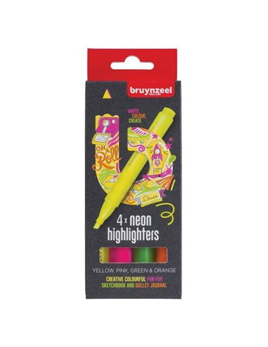 Μαρκαδόροι φωσφορούχοι Bruynzeel College neon σετ 4τμχ.