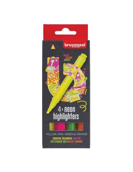 Μαρκαδόροι φωσφορούχοι Bruynzeel College neon σετ 4τμχ.