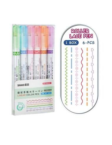 Μαρκαδόροι roller διαφορετικά σχέδια σετ 6τμχ.