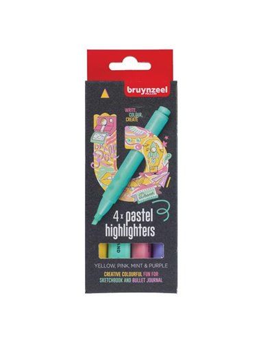 Μαρκαδόροι φωσφορούχοι Bruynzeel College pastel σετ 4τμχ.