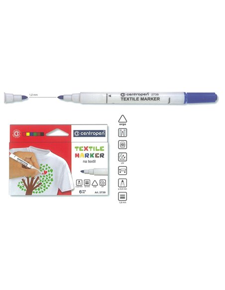 Centropen μαρκαδόροι υφασμάτων 6χρώμ.