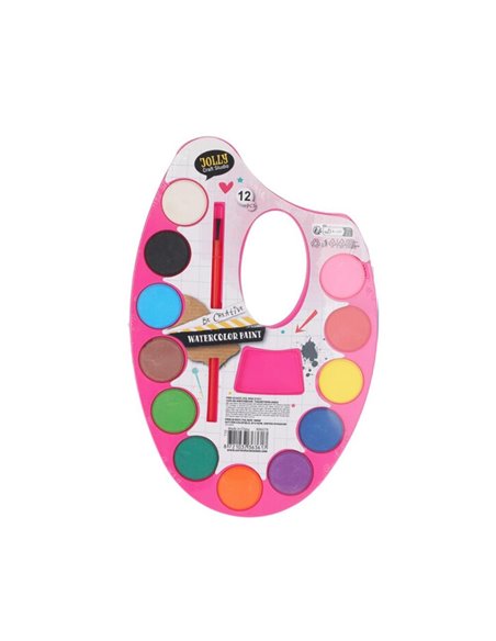 Νερομπογιές σε φουξ παλέτα 12 χρωμάτων με πινέλο