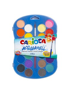 Carioca νερομπογιές 24χρωμάτων των 12ml με πινέλο