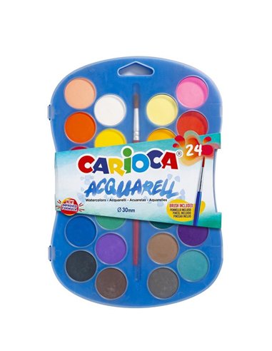 Carioca νερομπογιές 24χρωμάτων των 12ml με πινέλο