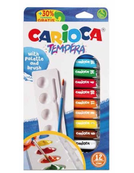 Carioca τέμπερες 12χρωμάτων 10ml σε πλαστική θήκη