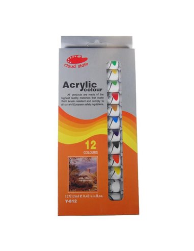 Ακρυλικό σετ 12 χρωμάτων, 12ml