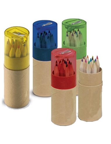 Ξυλομπογιές μίνι με ξύστρα σε κύλινδρο 12τμχ.