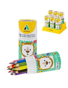 Adel ξυλομπογιές Jumbo μισού μήκους σε κύλινδρο 12 χρωμάτων