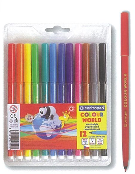 Centropen μαρκαδόροι ζωγραφικής washable 1mm 12 χρώματα