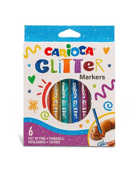 Carioca glitter markers 6 χρωμάτων