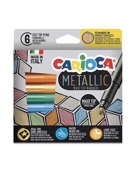 Carioca Metallic Maximarkers μαρκαδόροι 6 χρωμάτων maxi tip