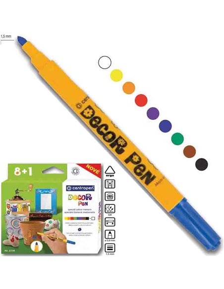 Centropen μαρκαδόροι decor pen 8+1 χρώματα