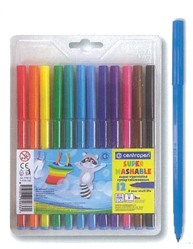 Centropen μαρκαδόροι ζωγραφικής washable 1mm 12χρώματα