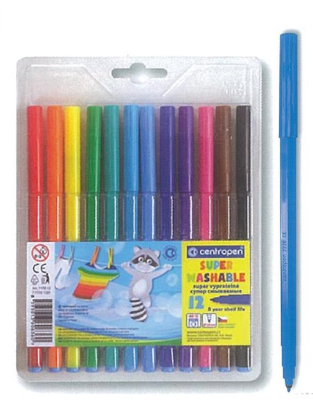Centropen μαρκαδόροι ζωγραφικής washable 1mm 12χρώματα