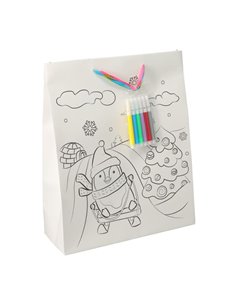 Τσάντα χριστουγεννιάτικη για ζωγραφική με 6 μαρκαδόρους Πιγκουίνος Υ23×18×10εκ.