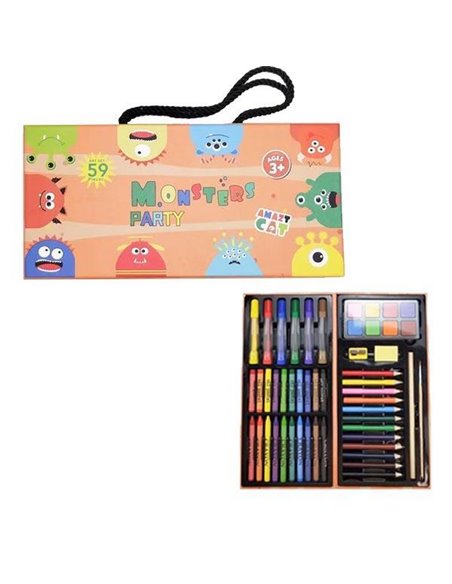 Σετ ζωγραφικής 50 τεμ. σε βαλιτσάκι "Monsters" Υ13x27x4,5εκ.