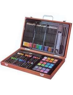 Σετ ζωγραφικής σε ξύλινο κουτί 82τεμαχίων Υ26x43x5εκ.