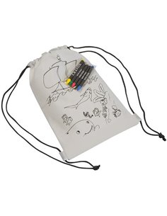 Τσάντα πλάτης λευκή για ζωγραφική με 5 κηρομπογιές Υ29,8x20.6x0.3εκ.