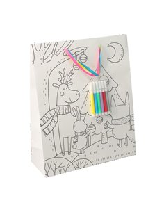 Τσάντα χριστουγεννιάτικη για ζωγραφική με 6 μαρκαδόρους Τάρανδος Υ23×18×10εκ.