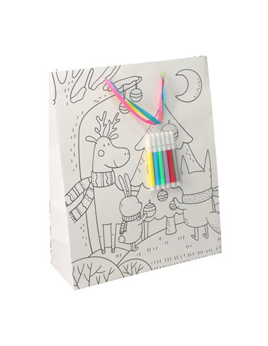 Τσάντα χριστουγεννιάτικη για ζωγραφική με 6 μαρκαδόρους Τάρανδος Υ23×18×10εκ.