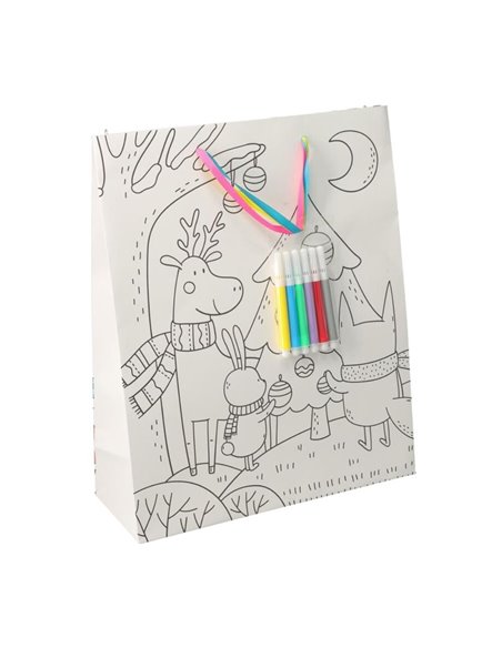 Τσάντα χριστουγεννιάτικη για ζωγραφική με 6 μαρκαδόρους Τάρανδος Υ23×18×10εκ.