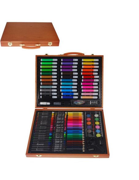 Σετ ζωγραφικής XXL σε ξύλινο κουτί 150τεμαχίων Υ37x30εκ.