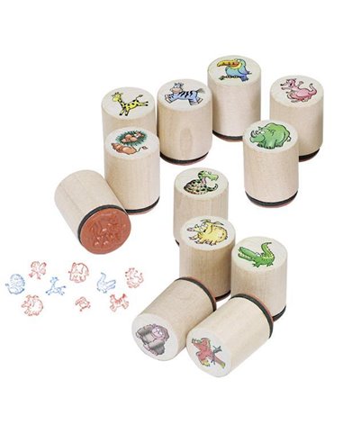 Goki σφραγίδες ξύλινες με ζωάκια 12 σχέδια Υ3εκ.