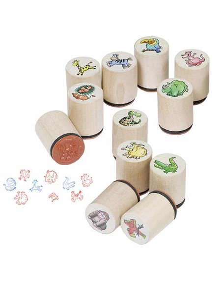 Goki σφραγίδες ξύλινες με ζωάκια 12 σχέδια Υ3εκ.