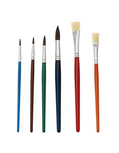Πινέλα ζωγραφικής κοντή λαβή σετ 6 τεμαχίων