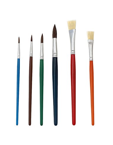 Πινέλα ζωγραφικής κοντή λαβή σετ 6 τεμαχίων