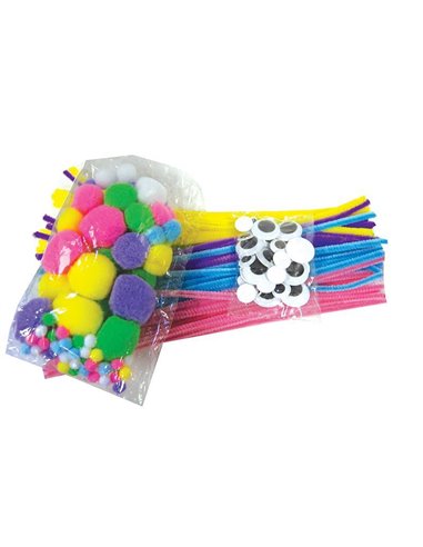 Σετ χειροτεχνίας με πομ πομ και σύρμα πίπας σε παστέλ χρώματα