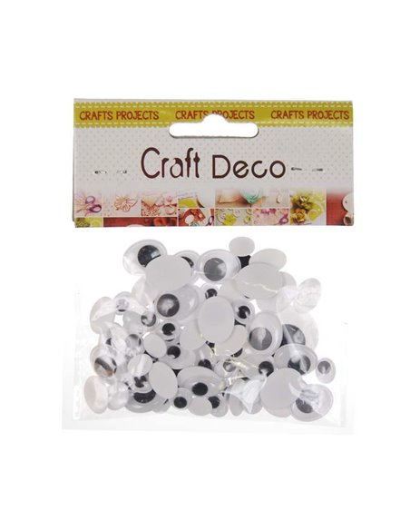 Αυτοκόλλητα μάτια χειροτεχνείας οβάλ 75τεμ