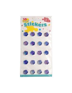 Αυτοκόλλητα λουλούδια μπλε ουράνιο τόξο 1,35εκ.