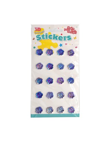 Αυτοκόλλητα λουλούδια μπλε ουράνιο τόξο 1,35εκ.