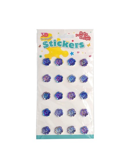 Αυτοκόλλητα λουλούδια μπλε ουράνιο τόξο 1,35εκ.